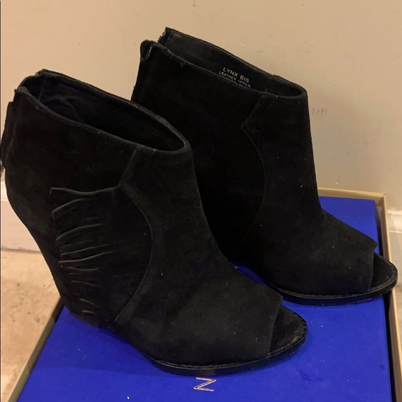 Black leather Ash leather suede 4 inch wedge boot - Picture 2 of 4